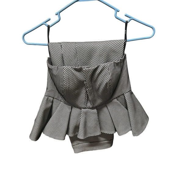 Bardot Skirt Set High Waisted Pencil Wiggle Back Zipper Fishnet Strapless Crop - Picture 6 of 9